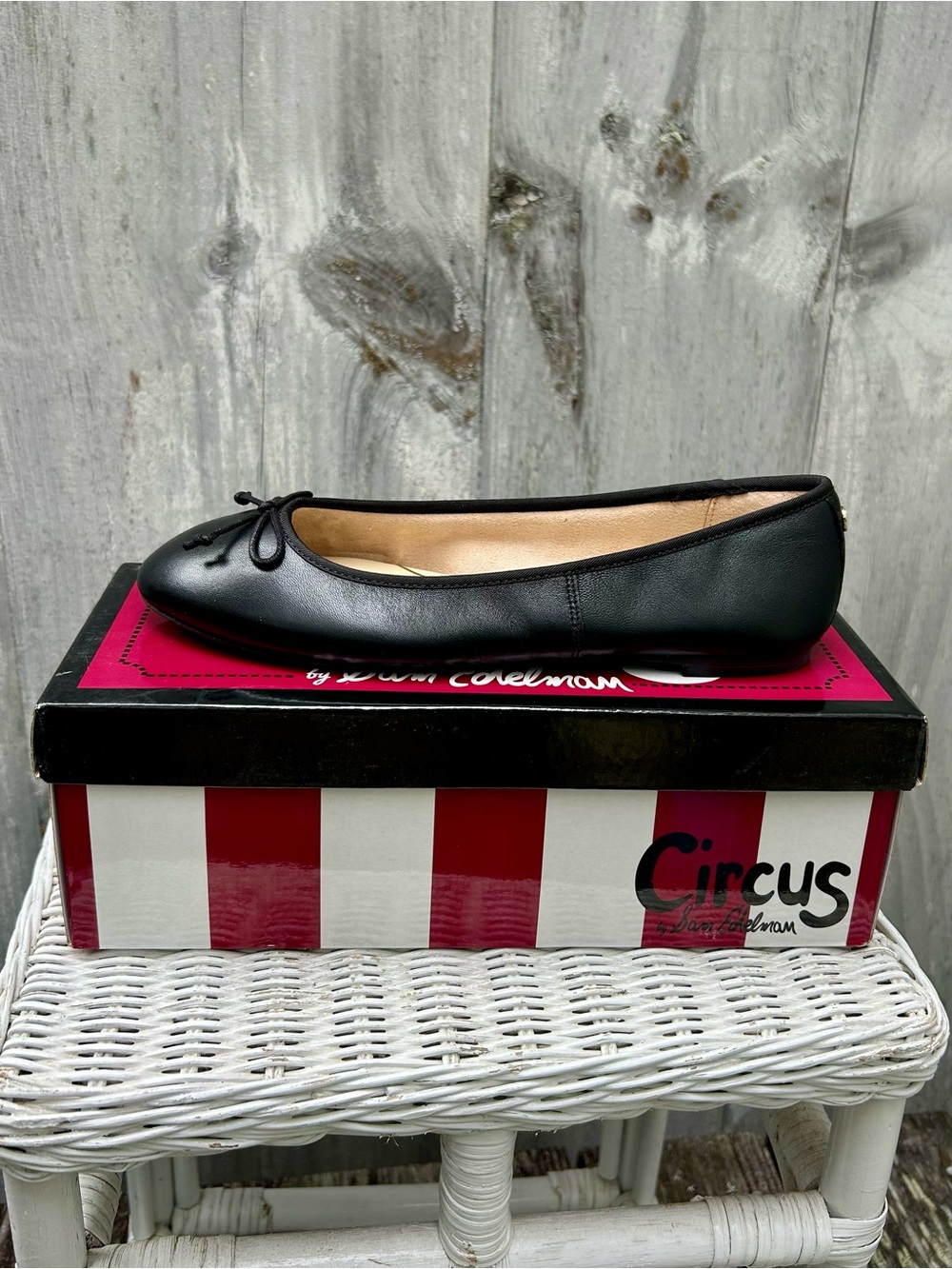 Circus by Sam Edelman Black Bow Leather Ballet Flat (Women’s 8.5)